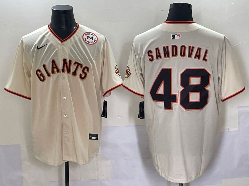 Men 2025 San Francisco Giants 48 Sandoval Cream Game Nike MLB Jersey style 6